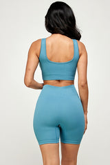 ACTIVE CROP TOP AND BIKER SHORT SET
