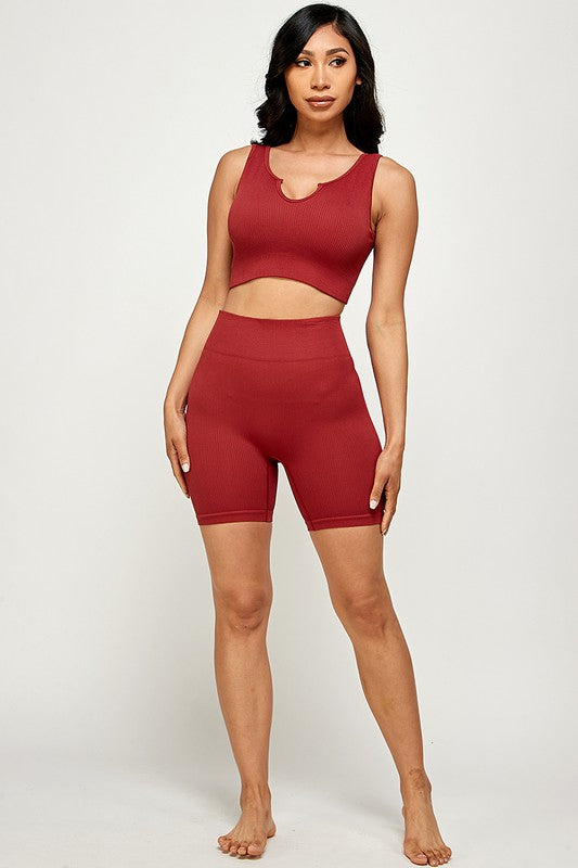 ACTIVE CROP TOP AND BIKER SHORT SET