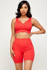ACTIVE CROP TOP AND BIKER SHORT SET