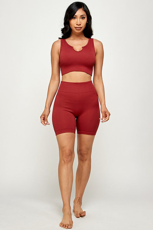 ACTIVE CROP TOP AND BIKER SHORT SET