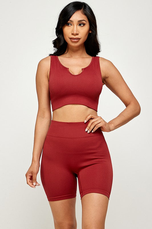 ACTIVE CROP TOP AND BIKER SHORT SET