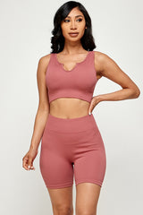 ACTIVE CROP TOP AND BIKER SHORT SET