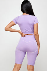 SEAMLESS ACTIVE CROP TOP AND BIKER SHORT SET