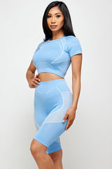 SEAMLESS ACTIVE CROP TOP AND BIKER SHORT SET