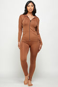 Thumbnail of SOLID ZIP UP HOODED JACKET  LEGGINGS SET