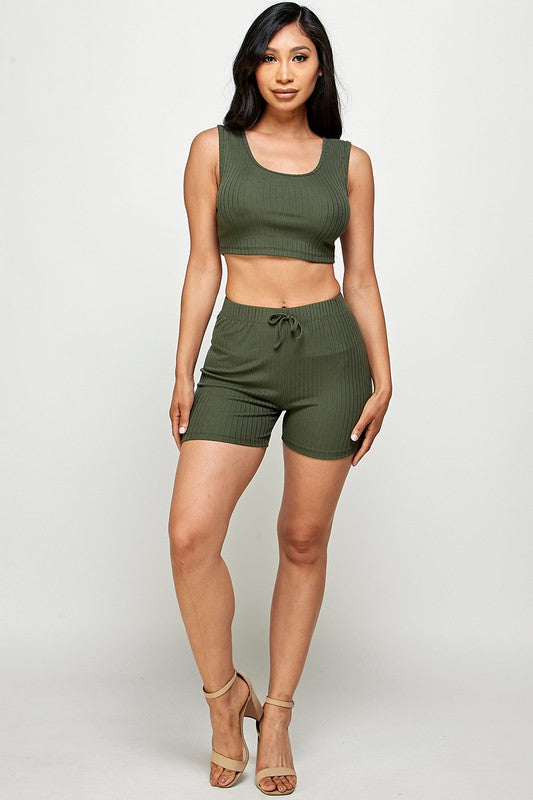 three piece solid cardigan short set