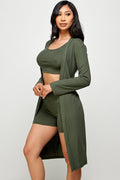 Thumbnail of three piece solid cardigan short set
