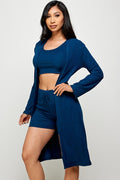Thumbnail of three piece solid cardigan short set