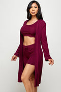 Thumbnail of three piece solid cardigan short set