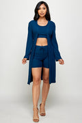 Thumbnail of three piece solid cardigan short set