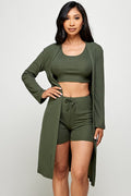 Thumbnail of three piece solid cardigan short set