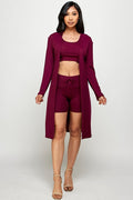 Thumbnail of three piece solid cardigan short set