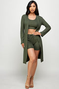 Thumbnail of three piece solid cardigan short set