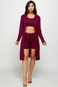 Thumbnail of three piece solid cardigan short set