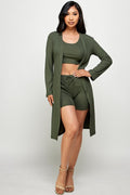 Thumbnail of three piece solid cardigan short set