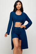 Thumbnail of three piece solid cardigan short set