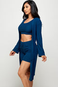Thumbnail of three piece solid cardigan short set