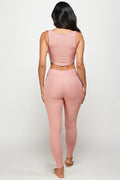 Thumbnail of TWO Piece Crop Top and Drawstring Legging Set