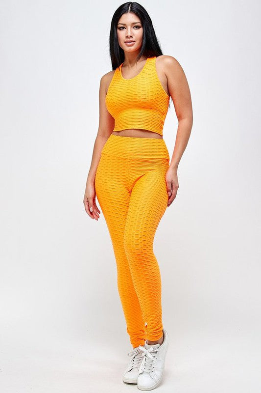 SOLID SCRUNCH BRA TOP AND BUTT LIFT LEGGINGS SETS