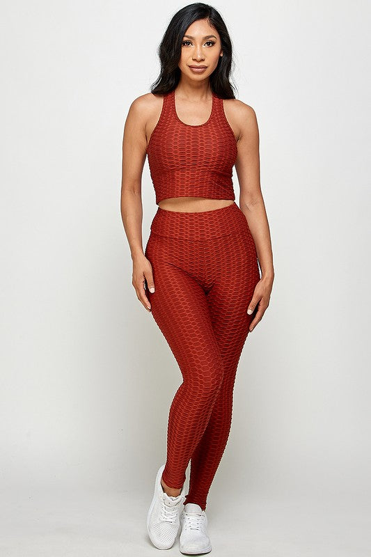 SOLID SCRUNCH BRA TOP AND BUTT LIFT LEGGINGS SETS