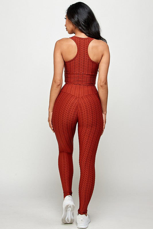 SOLID SCRUNCH BRA TOP AND BUTT LIFT LEGGINGS SETS