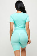 Thumbnail of WORKOUT OUTFIT CROP TOP AND BIKER SHORTS SET