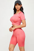 Thumbnail of WORKOUT OUTFIT CROP TOP AND BIKER SHORTS SET