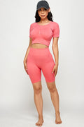 Thumbnail of WORKOUT OUTFIT CROP TOP AND BIKER SHORTS SET