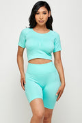 Thumbnail of WORKOUT OUTFIT CROP TOP AND BIKER SHORTS SET