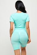 Thumbnail of WORKOUT OUTFIT CROP TOP AND BIKER SHORTS SET