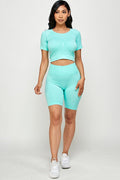 Thumbnail of WORKOUT OUTFIT CROP TOP AND BIKER SHORTS SET