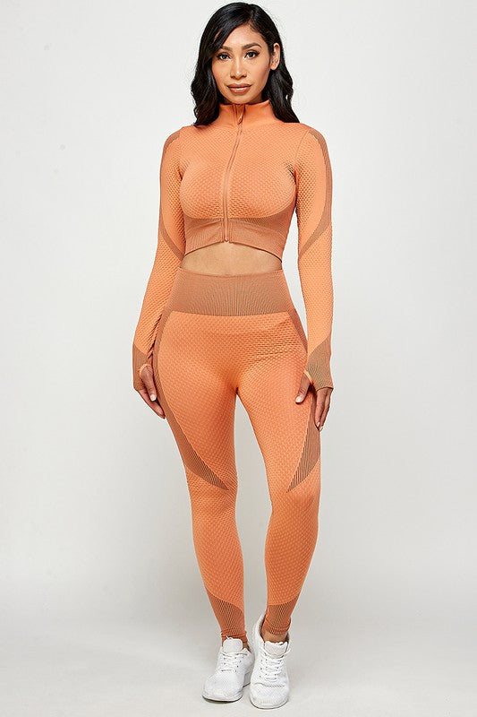 SEAMLESS POP UP  ZIP UP ACTIVEWEAR SET