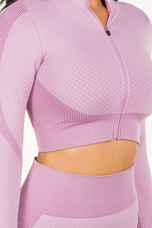 SEAMLESS POP UP  ZIP UP ACTIVEWEAR SET