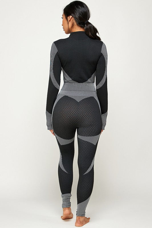 SEAMLESS POP UP  ZIP UP ACTIVEWEAR SET