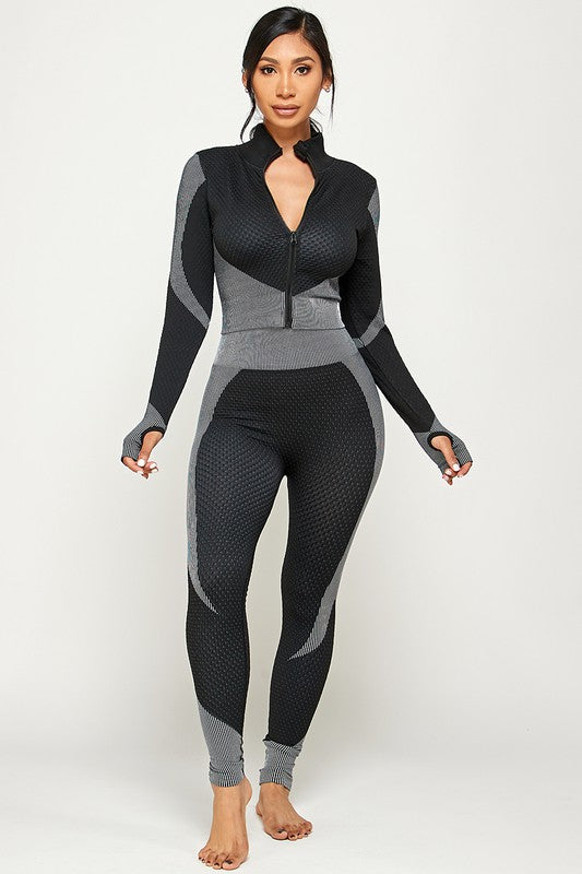 SEAMLESS POP UP  ZIP UP ACTIVEWEAR SET