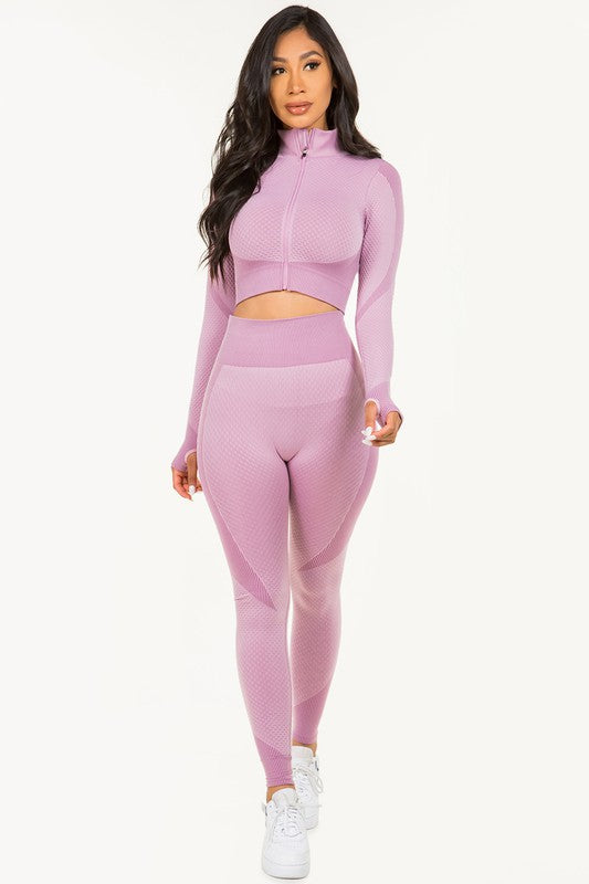 SEAMLESS POP UP  ZIP UP ACTIVEWEAR SET