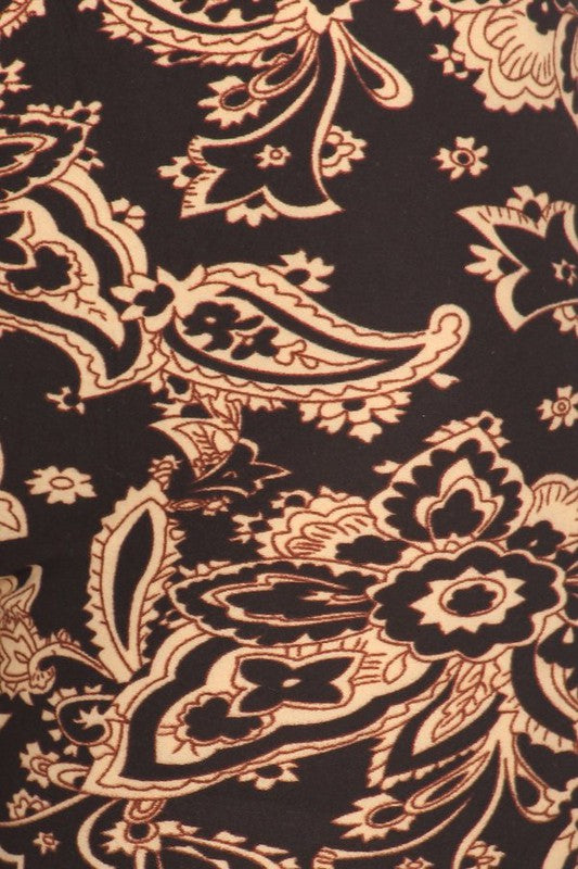 Floral motif print full length fitted leggings