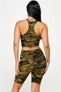 Thumbnail of CAMO PADDED BRA CROP TANK TOP WITH BIKER SHORT SET