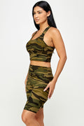 Thumbnail of CAMO PADDED BRA CROP TANK TOP WITH BIKER SHORT SET