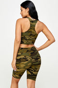 Thumbnail of CAMO PADDED BRA CROP TANK TOP WITH BIKER SHORT SET