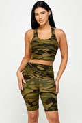 Thumbnail of CAMO PADDED BRA CROP TANK TOP WITH BIKER SHORT SET