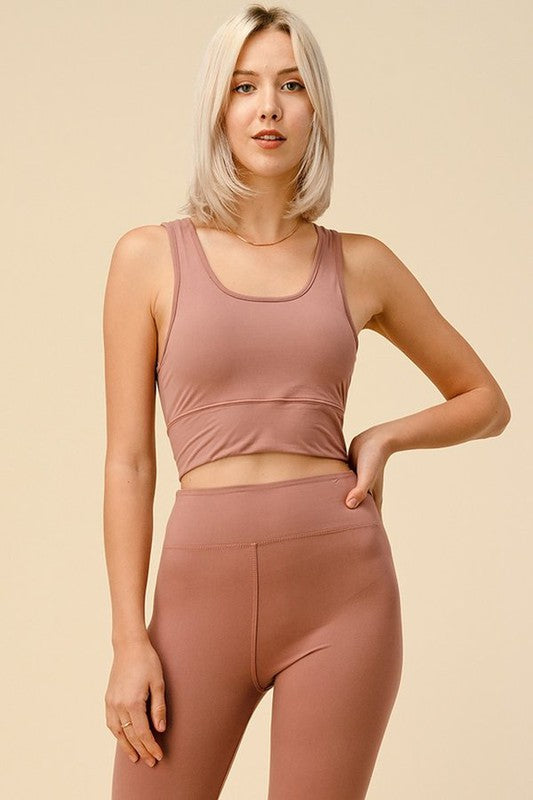 PADDED BRA CROP TANK TOP WITH BIKER SHORT SET
