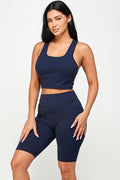 Thumbnail of PADDED BRA CROP TANK TOP WITH BIKER SHORT SET