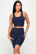 Thumbnail of PADDED BRA CROP TANK TOP WITH BIKER SHORT SET