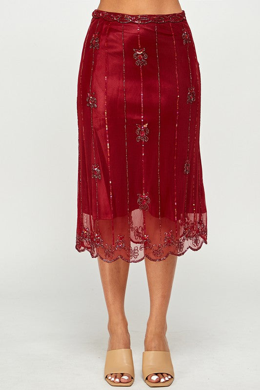 INDIAN SKIRT WITH LINING AND SEQUENCE