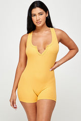 Solid textured romper with bodycon fit