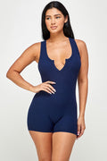 Thumbnail of Solid textured romper with bodycon fit