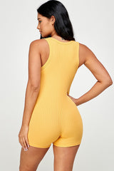 Solid textured romper with bodycon fit