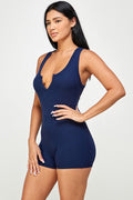 Thumbnail of Solid textured romper with bodycon fit