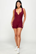 Thumbnail of Solid textured romper with bodycon fit